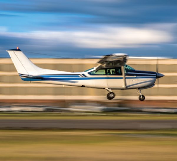 Airplane landing at the airport